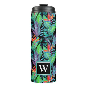 Watercolor Bird Of Paradise Add Your Initial Thermal Tumbler