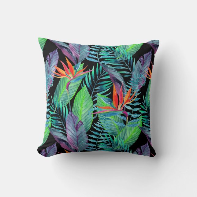 Watercolor Bird Of Paradise Cushion (Front)