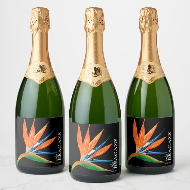 Watercolor Bird of Paradise Custom Wine Label (Bottles)