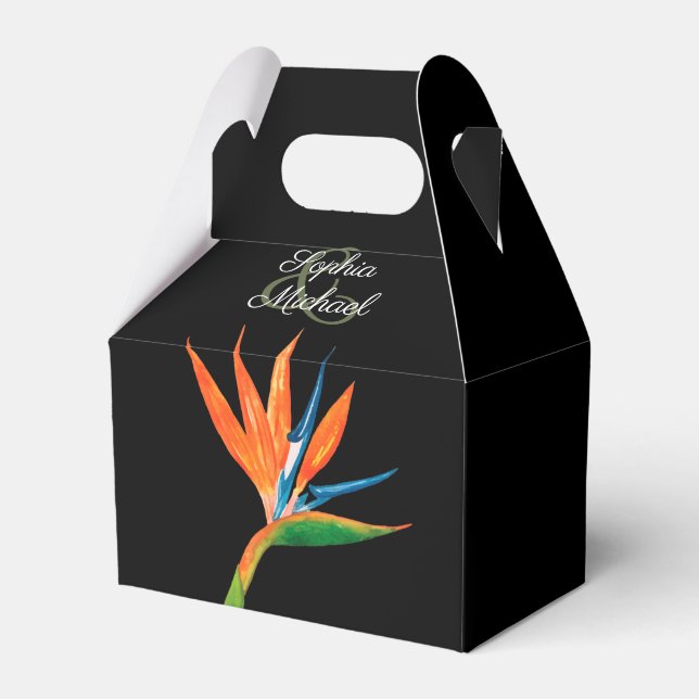 Watercolor Bird of Paradise Favour Box (Front Side)