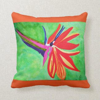 Watercolor bird of paradise flower cushion