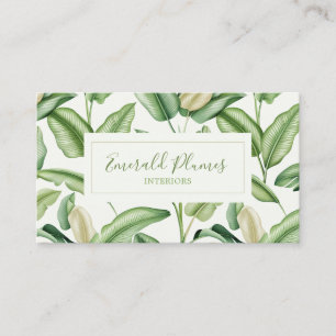 Watercolor Bird of Paradise Leaves  Business Card