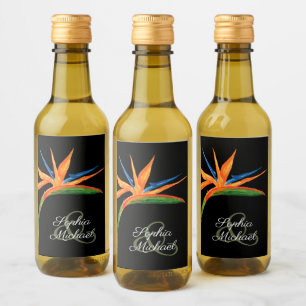Watercolor Bird of Paradise Mini  Wine Label