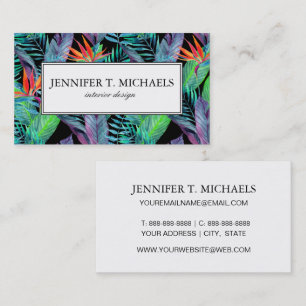 Watercolor Bird Of Paradise Monogram Business Card