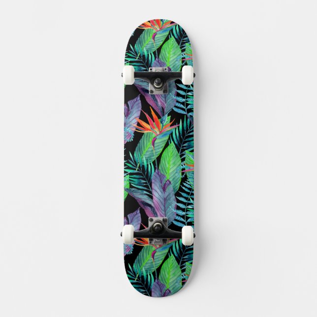 Watercolor Bird Of Paradise Skateboard (Front)