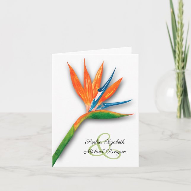 Watercolor Bird of Paradise Thank You Card (Front)