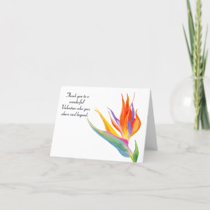 Watercolor Bird Of Paradise Thank You Volunteer Card
