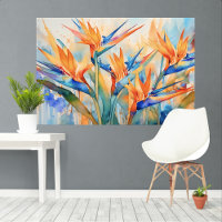 Watercolor bird of paradise Tropical XL art