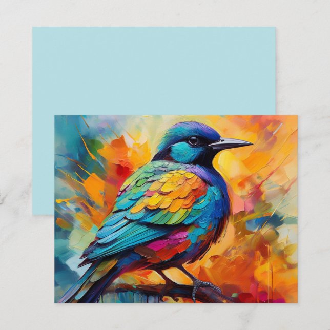 Watercolor Bird on a Branch Greeting Card (Front/Back)