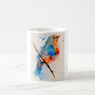 Watercolor Bird Painting Canvas Wall Art Blue Bird Coffee Mug