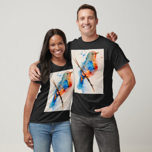 Watercolor Bird Painting Canvas Wall Art Blue Bird T-Shirt