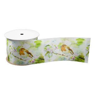 Watercolor Bird Satin Ribbon