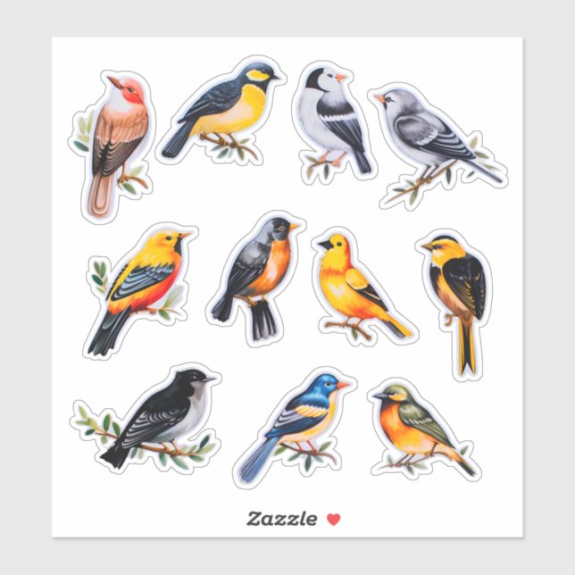 Watercolor Bird Scrapbook Stationery (Sheet)