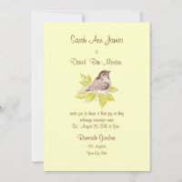 Watercolor Bird Sparrow Wedding Invite, Nature