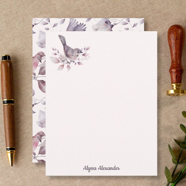 Watercolor Bird Stylish Feminine Trendy Blush Pink Card (Creator Uploaded)