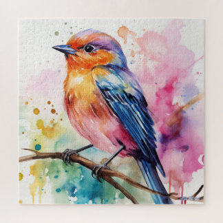 watercolor bird with fruit tree jigsaw puzzle