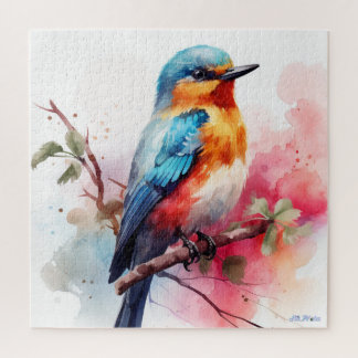 watercolor bird with fruit tree jigsaw puzzle