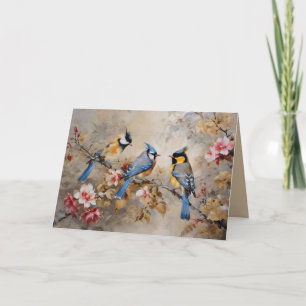 Watercolor Birds and Floral Blank Customisable Card