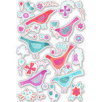 Watercolor Birds and Flowers