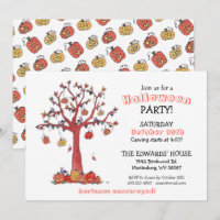 Watercolor Birds and Pumpkins Tree Party Halloween