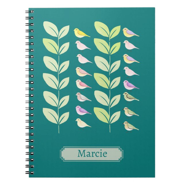 Watercolor Birds & Leaves Notebook (Front)