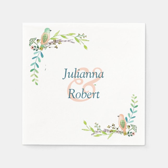 Watercolor birds  napkins (Front)