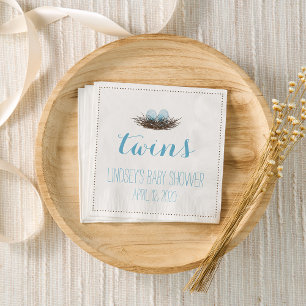 Watercolor Bird's Nest   Twis Baby Boys Shower Napkin