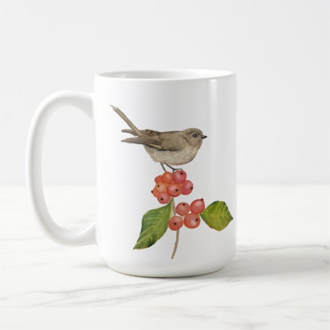 Watercolor birds "Sylvia curruca" Coffee Mug (Left)