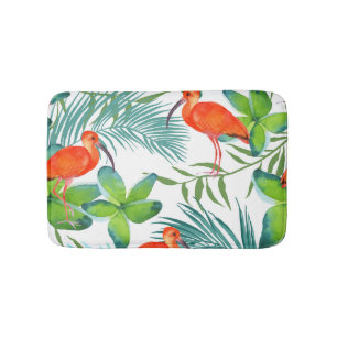 Watercolor birds: vintage seamless pattern. bath mat