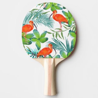 Watercolor birds: vintage seamless pattern. ping pong paddle
