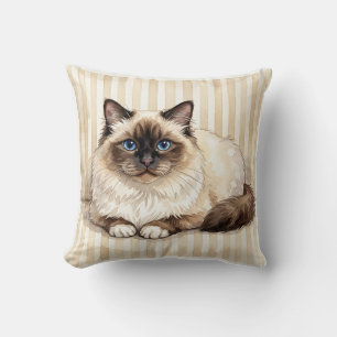 Watercolor Birman Cat Accent Pillow