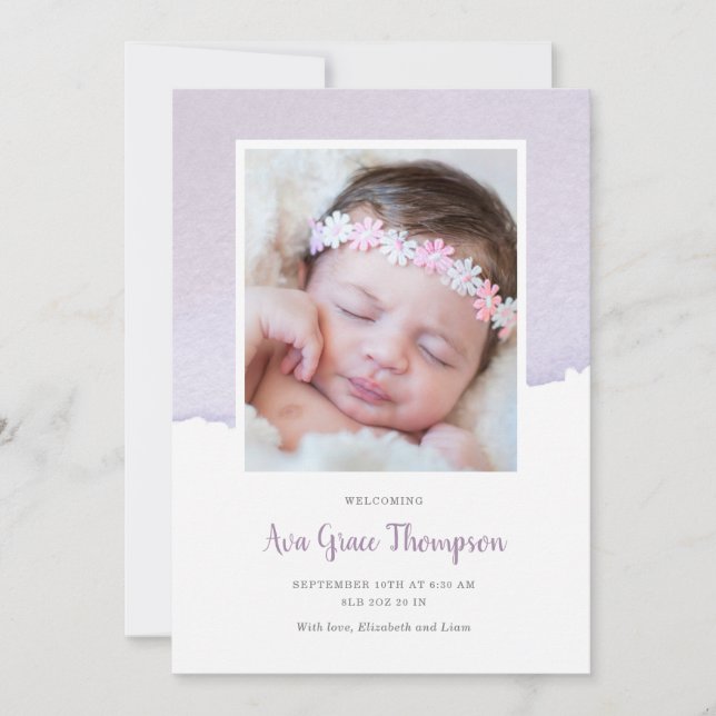 Watercolor Birth Announcement (Front)