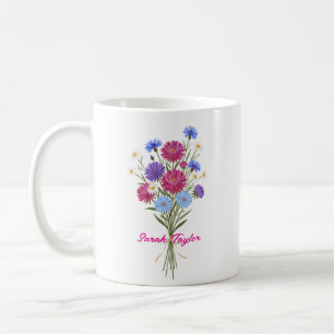 Watercolor Birth Flower Aster Custom Coffee Mug