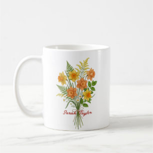 Watercolor Birth Flower Daffodil Personalized Mug