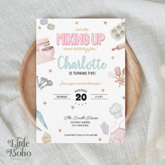 Watercolor Birthday Baking Invitation