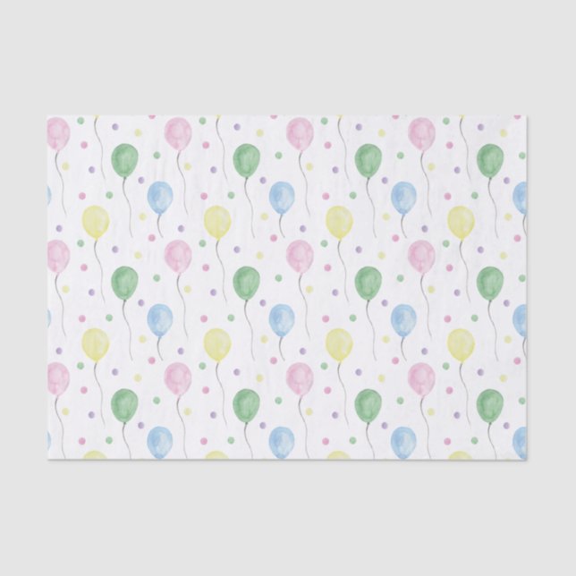 Watercolor Birthday Balloons & Confetti Tissue Paper (Front)