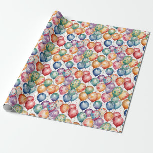 Watercolor Birthday Balloons Wrapping Paper