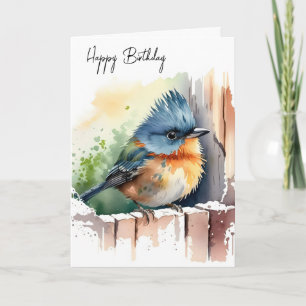 Watercolor Birthday Bird Card