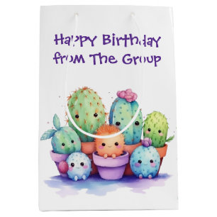 Watercolor Birthday Cacti  From the Group Medium Gift Bag