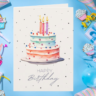 Watercolor Birthday Cake Card