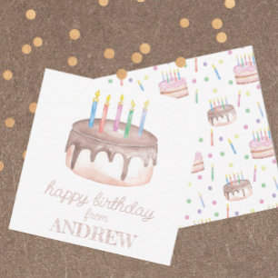 Watercolor Birthday Cake Gift Enclosure Card