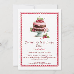 Watercolor Birthday Cake Invitation – chocolate