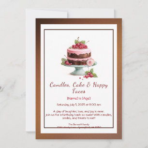 Watercolor Birthday Cake Invitation – chocolate