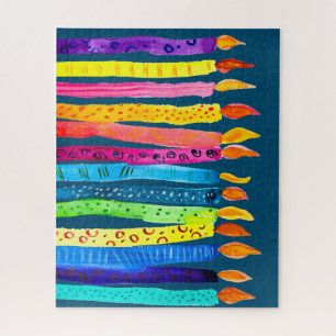 Watercolor birthday candles colourful jigsaw puzzle