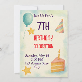 Watercolor Birthday Celebration Invitation