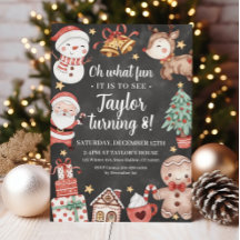 Watercolor Birthday Christmas Invitation