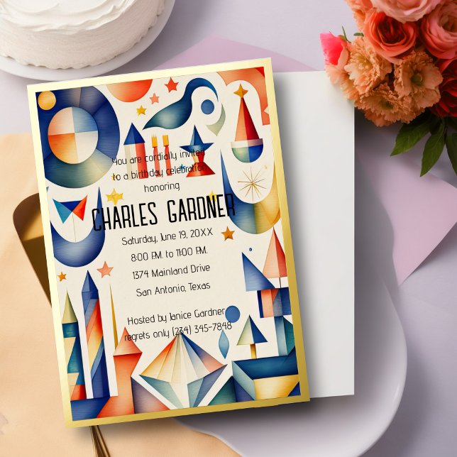 Watercolor Birthday Colourful Abstract Cubist (Creator Uploaded)