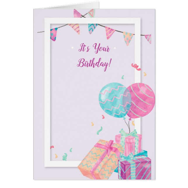 Watercolor Birthday Elements Greeting Card (Front)