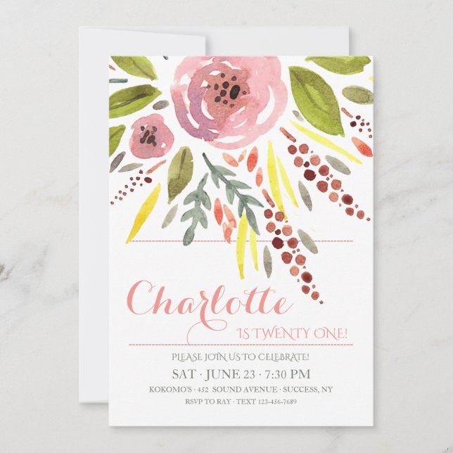 Watercolor Birthday Invitation (Front)