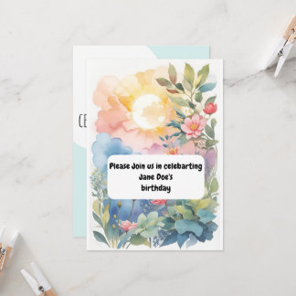 watercolor birthday invitation